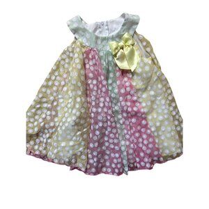 Vtg Bonnie Jean Girls Dress 4T Pastel frilly Dots Easter Dainty fairy feminine